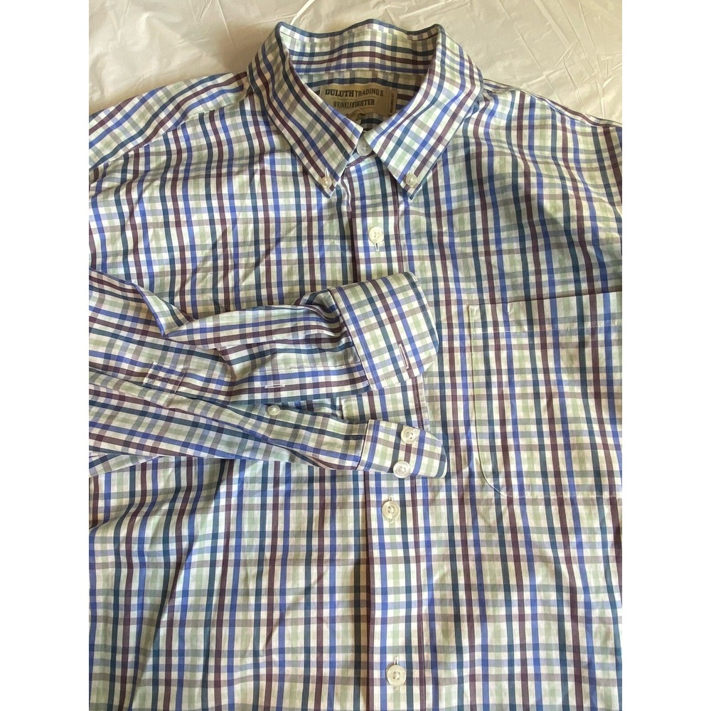 Duluth Trading Co Wrinklefighter Mens XL Relaxed Fit Plaid Button Down Shirt - Picture 8 of 11